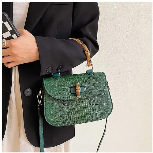 Miniatura 3 de Bolso de mano de cuero artificial de bambú con asa superior para mujer, elegante bolso de noche, regalo para mujer, hecho a mano