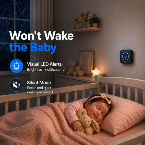 Miniatura 5 de Timbre inalámbrico, timbre enchufable con flash LED, rango de 1300 pies, sistema expandible, timbre de puerta impermeable fácil de instalar