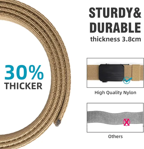 Miniatura 6 de Auto Lock Ratchet Belt for Men Elegant Dressing Belt Buckle 1.5" Wide Elastic Nylon Tactical Belts Thicker