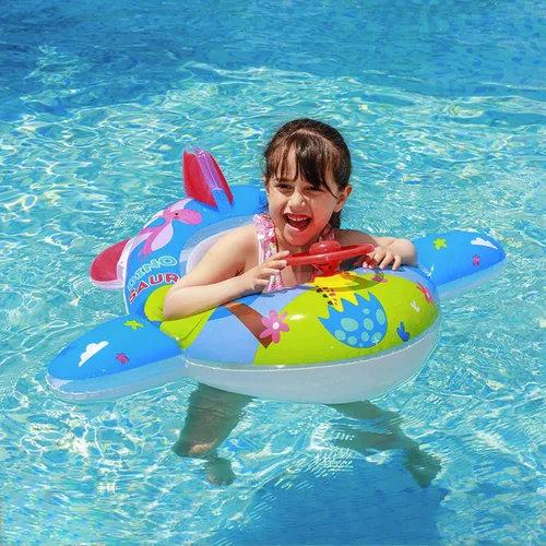 Miniatura 2 de Lindo flotador inflable de piscina para niños, flotador de verano de PVC, cama de aire, lago, barco, flotadores de natación con 2 asas, balsa