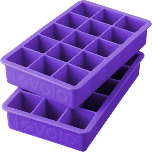 Miniatura 13 de Tovolo Bandeja de silicona para cubitos de hielo, color rojo manzana caramelo, paquete de 2 moldes para bandejas de hielo sin BPA para bebidas