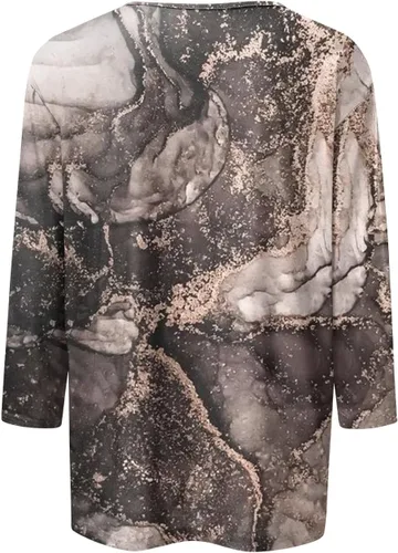 Miniatura 4 de Camiseta de Navidad para mujer, manga 34, estampado floral, ajustada, informal, para mujer