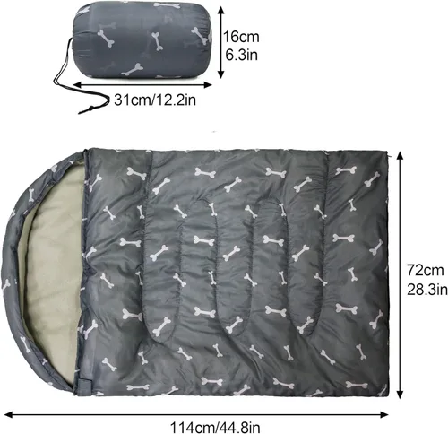 Miniatura 2 de Saco de Dormir para Perro Impermeable Cálido Empacable Colchoneta de Cama para Perro con Bolsa de Almacenamiento para Interiores y Exteriores