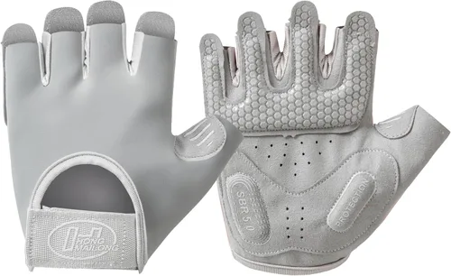 Miniatura 9 de SUJAYU Guantes de entrenamiento para mujeres y hombres, guantes antideslizantes sin dedos para levantamiento de pesas, guantes de entrenamiento