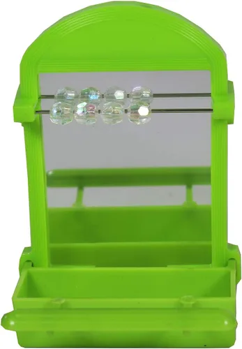 Miniatura 9 de Penn-Plax Bird Life Espejo de dos flores con campana, juguete interactivo para pájaros con espejos florales giratorios y campana colgante, accesorio