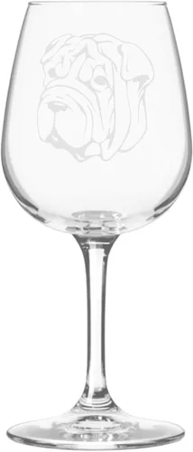 Miniatura 555 de Copa de vino de 12.75 onzas con diseño de perro grabado