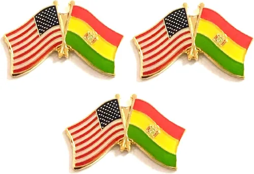 Miniatura 143 de 3 Pines de solapa con banderas de Estados Unidos y países internacionales, paquete de 3 pines dobles con diseño de banderas de Estados Unidos