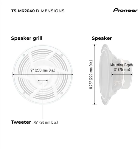Miniatura 6 de Pioneer Altavoz marino TS-MR2040 de 8 pulgadas