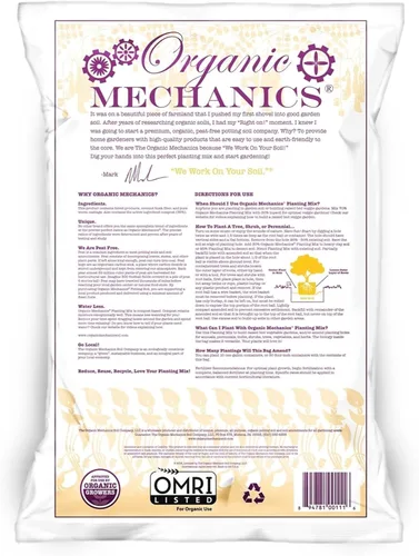 Miniatura 2 de Organic Mechanics Mezcla de abono para plantar, 1 pie cúbico, revitaliza el suelo del jardín con compost, corteza de pino, fibra de coco y lombrices
