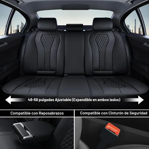 Miniatura 3 de Coverado - Fundas para asientos de auto, juego completo, funda negra impermeable, incluye fundas para asientos delanteros y traseros, cojín de Negro