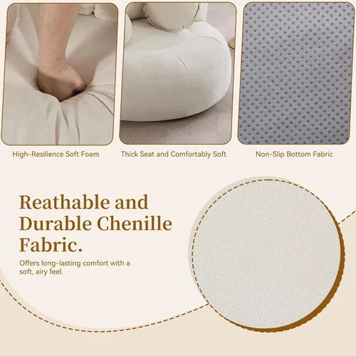 Miniatura 4 de WUTUTUEE Silla Sofá de Piso Redonda de Gran Tamaño, Chaise Lounge Circular de Chenilla Comprimida, Sin Montaje, Silla de Barril Sin Huesos, Sofá