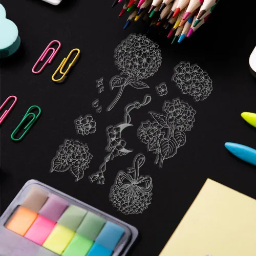 Miniatura 4 de PH PandaHall Sellos transparentes de hortensias, sellos de silicona con flores, sellos de goma para álbumes de fotos, tarjetas de vacaciones