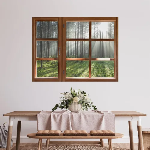 Miniatura 37 de SIGNWIN Adhesivo de pared removible/mural de pared para ventana, vegetación exuberante y árboles iluminados por el sol, fotografía, realismo