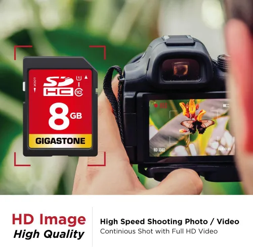 Miniatura 4 de GIGASTONE Tarjeta SD de 8 GB, paquete de 2 tarjetas de memoria UHS-I U1 clase 10 SDHC, videocámara digital Full HD Kodak Olympus, con 2 mini fundas