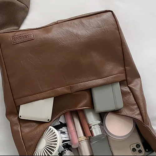 Miniatura 3 de Bolso de hombro para mujer de cuero suave de moda casual multifuncional con múltiples compartimentos