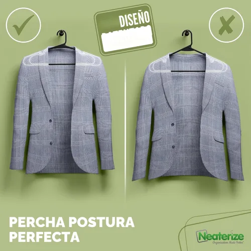 Miniatura 4 de NEATERIZE Perchas de Ropa Paquete de 20 Negro - Perchas de Plástico - Ganchos para Colgar Ropa
