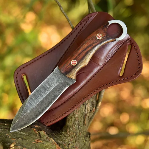 Miniatura 34 de Cuchillos de Damasco Hechos a Mano Personalizados de Acero de Damasco Cuchillo de Caza para Desollar, Camping, Exterior - Cuchillos de Caza de Hoja