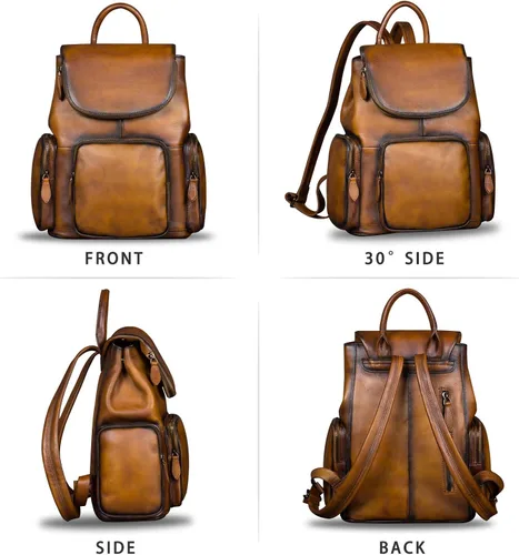 Miniatura 5 de Mochila de cuero para mujer Vintage hecho a mano casual mochila