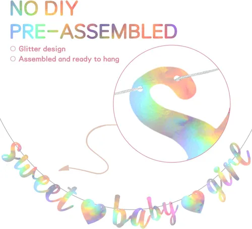 Miniatura 2 de BEISHIDA Cartel de bebé con purpurina, sin bricolaje, cartel pre-encordado para fiesta de género de bebé para niñas, decoraciones de ducha de niñas