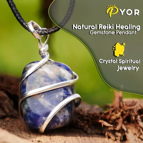Miniatura 48 de PYOR Collar con colgante curativo de Reiki de cristal, gemas de buena suerte, prosperidad, riqueza, piedras preciosas naturales, collares de buena