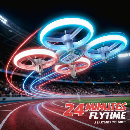 Miniatura 2 de Dron para niños y adultos, 3 baterías de 24 minutos de tiempo de vuelo, cuadricóptero RC anticolisión con luz LED, retención de altitud, regalos