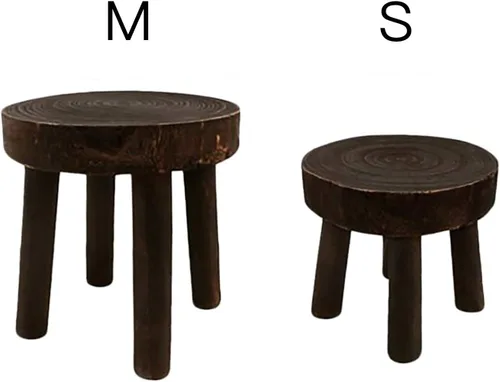 Miniatura 6 de TITA-DONG Taburete de madera moderno, estante para maceta, taburete de pie de madera redondo sólido para cocina, dormitorio, sala de estar, baño