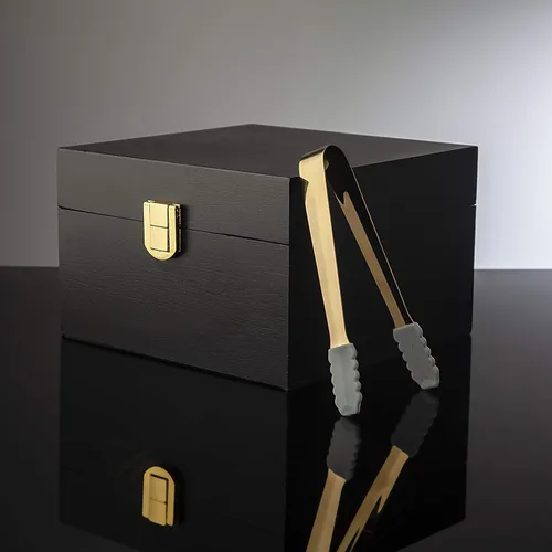 Miniatura 4 de Godinger Juego de Caja de Regalo de Madera de Vaso de Whisky para Cigarro con Vaso Old Fashioned, Piedras Enfriadoras de Whisky y Pinzas Juego de Bar