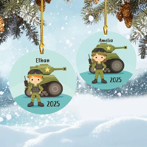 Miniatura 32 de Adornos de Navidad del ejército estadounidense, adorno de veterano para hombres y mujeres, adornos patrióticos para decoración de árbol de Navidad