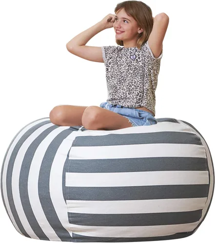 Miniatura 26 de Aubliss Puf de Almacenamiento de Animales de Peluche, Silla Puf de Unicornio, Stuff 'n Sit para Niños, Mediano 32" - Lona Unicornio Azul Azul