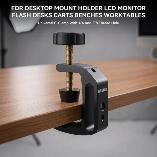 Miniatura 3 de UTEBIT Abrazadera universal en C para soporte de montaje de escritorio, abrazadera en C de escritorio de 3.7"-5.7", abrazadera de soporte