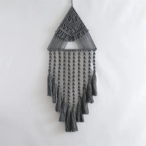 Tapiz colgante de algodón tejido de macramé, decoración de pared hecha a mano, tapiz para decoración de pared del hogar, frontón de pared de 10.5 x