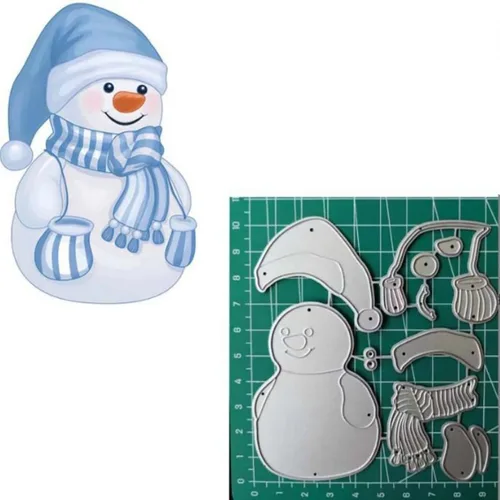 Muere de corte de metal de muñeco de nieve con bufandas y guantes, troqueles navideños para hacer tarjetas, plantillas de corte para álbumes de