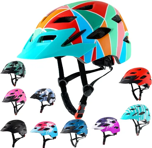 Miniatura 25 de Kids Bike Helmet,Bavilk Kids Boys Girls Bike Helmets with LED Light Detachable Visor Children Youth Teen Multi-Sport for Skating Cycling Scooter