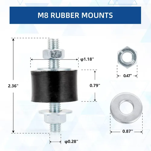 Miniatura 5 de Pernos de Goma Amortiguador M8 30x20mm Paquete de 4 Montajes Aisladores de Goma Antivibración Montajes de Aislamiento de Vibración Cilíndricos