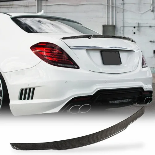 Alerón de maletero de fibra de carbono W222 para Mercedes Benz Clase S W222 2014-2020 Clase S Sedan S450 S550 S560 S63 4 puertas con tapa de alerón