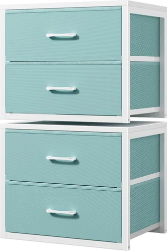 Miniatura 17 de BOLUO Cajones de Almacenamiento Apilables Organizadores de Closet y Almacenamiento de Tela Blanca Cómoda de 2 Cajones para Dormitorio 2 Paquetes