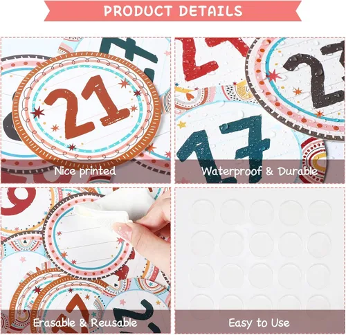 Miniatura 3 de Lincia 40 recortes numéricos de 1 a 35 recortes para tablón de anuncios y 5 tarjetas en blanco, números de calendario para el aula con 8 hojas