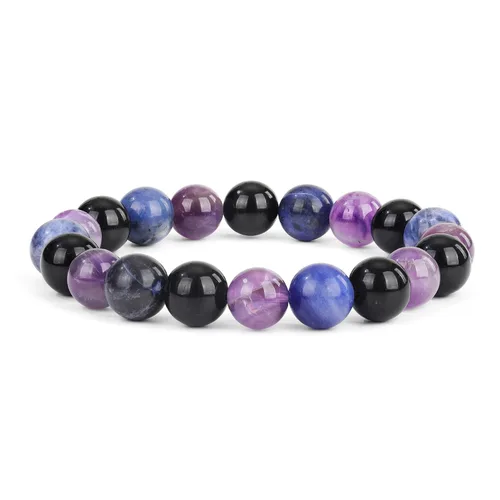 Miniatura 9 de Crystal Vibe Triple Protection Bracelet - 10mm Bead Bracelet for women men With Natural Stones of Tiger Eye Hematite and Black Obsidian - Healing