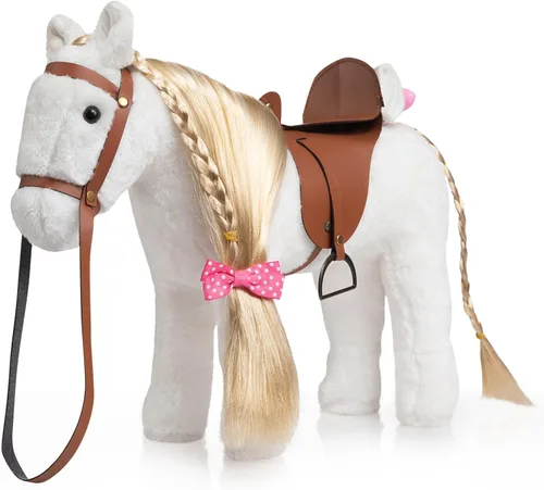 Miniatura 12 de HollyHOME Caballo Palomino de Peluche Animal Bonito Poni Juguete de Peluche Juego de Simulación Caballo 11 pulgadas Beige