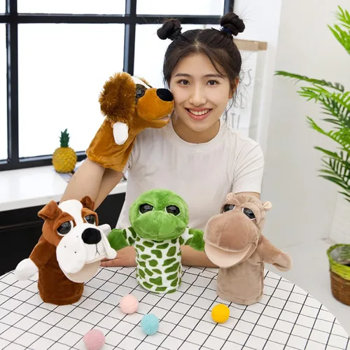 Miniatura 4 de Marionetas de mano hipopótamo de peluche, juguetes de animales para imaginativo, juego de simulación, narración de cuentos, boca abierta, marioneta