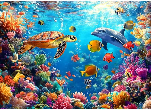 Moruska Rompecabezas submarino de 1000 piezas para adultos, rompecabezas de animales bajo el mar, escena oceánica, 1000 piezas