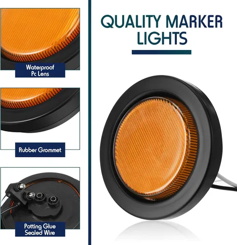 Miniatura 3 de Retisee - 16 piezas de luces de 13 LED, 2.5 pulgadas, redondas, para luz de aviso, indicadores de luz lateral delantera y trasera, impermeables
