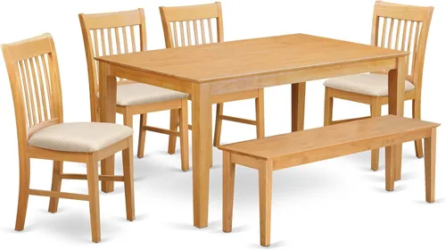 Miniatura 6 de East West Furniture CANO5-OAK-C - Juego de mesa de comedor moderno de 5 piezas, incluye una mesa rectangular de madera y 4 sillas tapizadas de tela