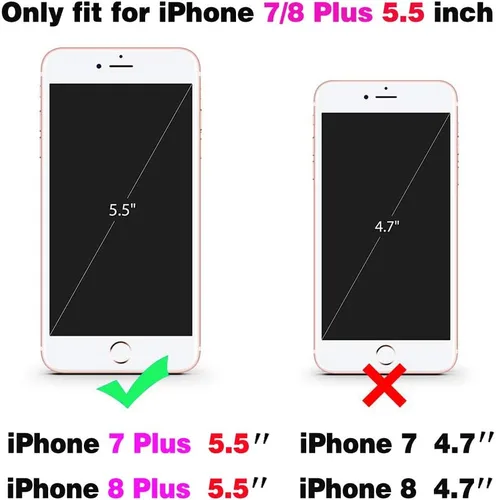 Miniatura 2 de Funda de teléfono para iPhone 7plus 8plus 7/8 Plus con protector de pantalla de vidrio templado, funda de cuero con tapa para tarjetero, accesorios