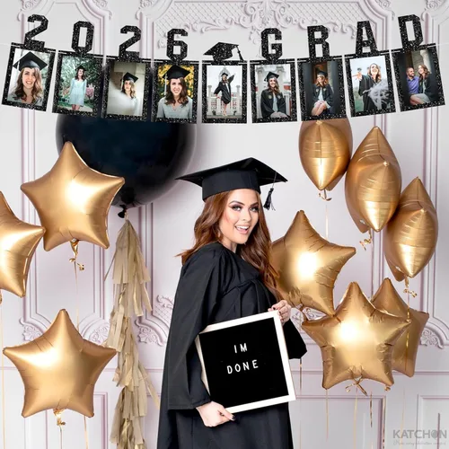 Miniatura 8 de KatchOn, Cartel de fotos de graduación negro 2026 – Grande, 10 pies Banner de graduación Clase de 2026 personalizado Decoraciones de graduación