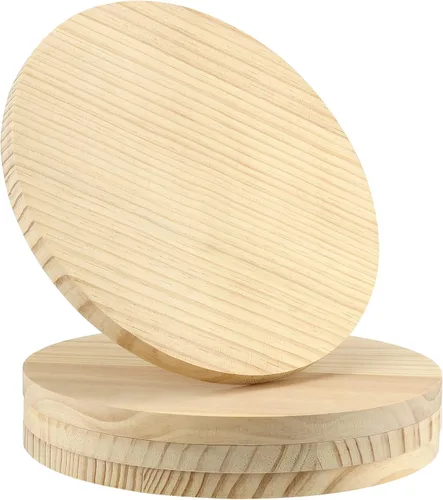 Miniatura 9 de SINJEUN Paquete de 2 placas redondas de madera de 12 pulgadas, letrero colgante de madera en blanco de 3/4 pulgadas de grosor, tableros de madera