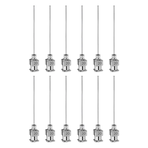 Miniatura 24 de HARFINGTON 12 agujas dispensadoras de acero inoxidable calibre 17, 1 1/2 pulgadas, tubo de aguja de pegamento de metal, puntas romas, Luer Lock