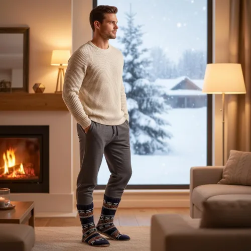 Miniatura 6 de Cozylook Calcetines tipo pantufla para hombre, con forro polar, suela antideslizante, para invierno, suaves, gruesas, acogedoras, cálidas, peludas
