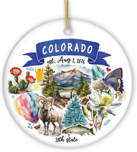 Miniatura 41 de Recuerdos coleccionables de cerámica de EE. UU. - Adornos navideños artísticos con temas y monumentos estatales de Tennessee