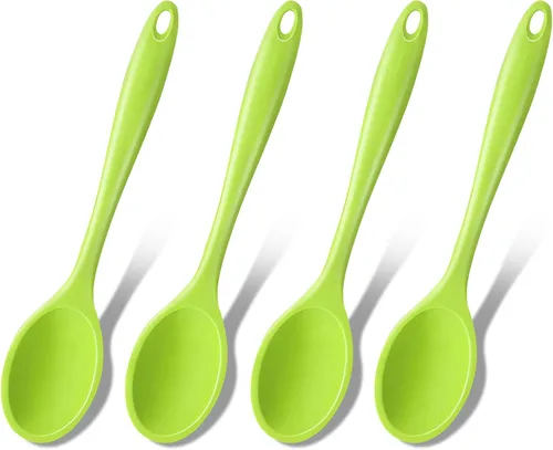 Miniatura 9 de GEEKHOM Cucharas de cocina de silicona, 2 piezas de 11 pulgadas, juego de utensilios de cocina de silicona resistentes al calor, cucharas grandes